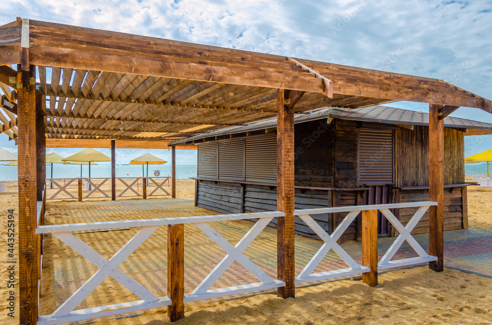 Fototapeta premium The veranda of the summer cafe on the beach.