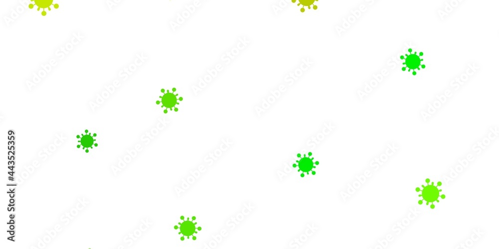 Light green, yellow vector pattern with coronavirus elements.