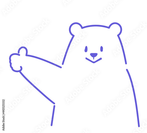 親指を立てる白くま シンプル 単色 線画