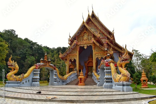 Mae Pang Temple  Villagers join together to build a charity hall. For a Dharma practice. Locate in Mae hong son  THAILAND.