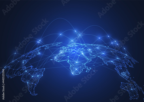 Global network connection. World map point and line composition concept of global business. Vector Illustration