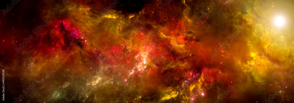 A nebula in bright colors in deep space.  Science fiction wallpapers.