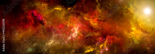 Fototapeta Naklejka Na Ścianę i Meble -  A nebula in bright colors in deep space.  Science fiction wallpapers.