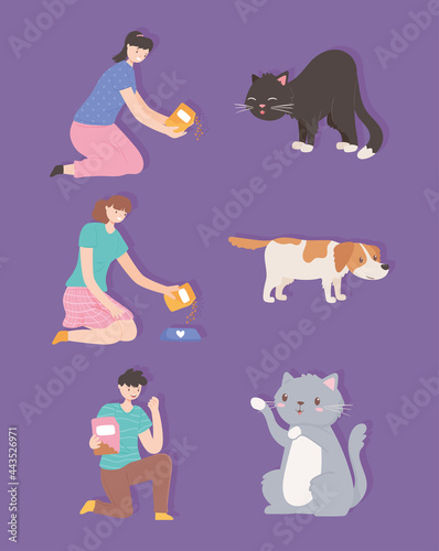 people with animals feeding
