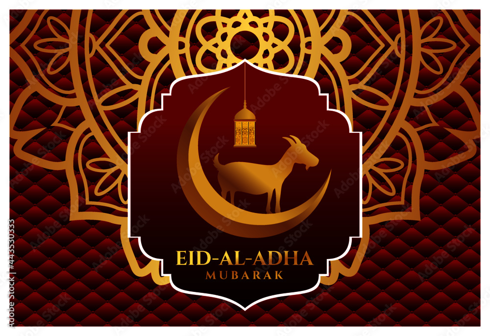 Eid ul Adha Mubarak islamic design with arabic pattern and calligraphy - obrazy, fototapety, plakaty 