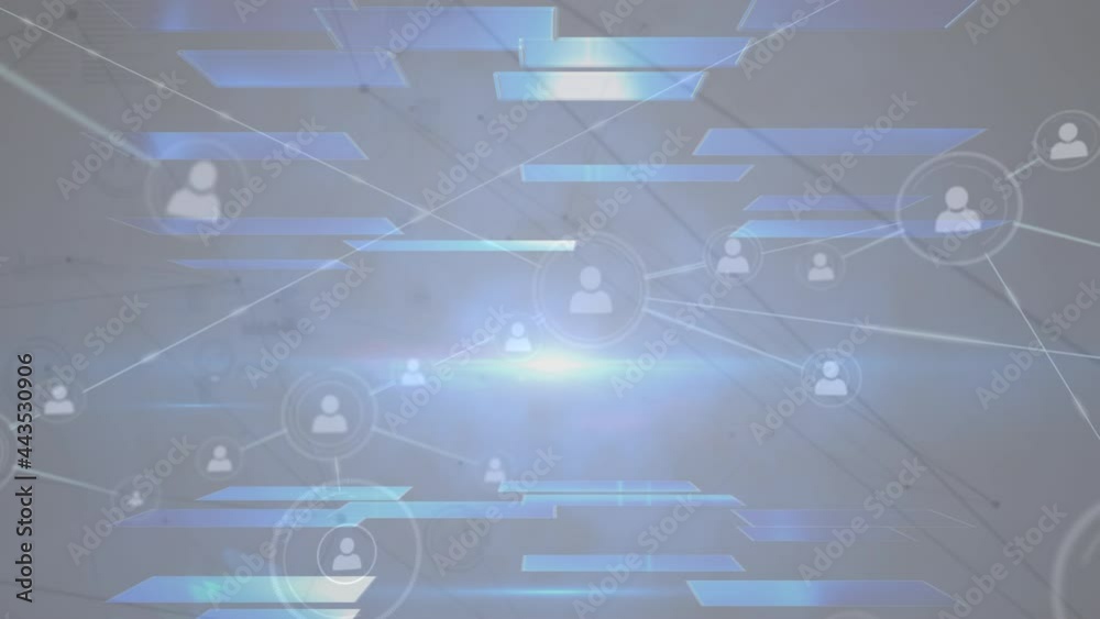 Animation of network of connections with icons Animation of network of connections with icons