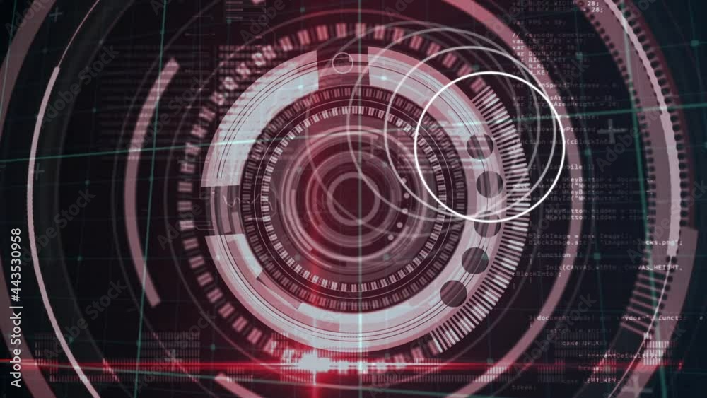 Animation of safe lock rotating, over network of connections and data processing on black Animation of safe lock rotating, over network of connections and data processing on black