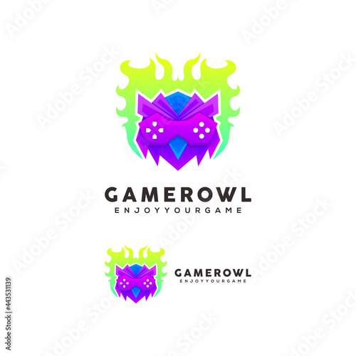 gamer owl colorful logo design ilustration 
