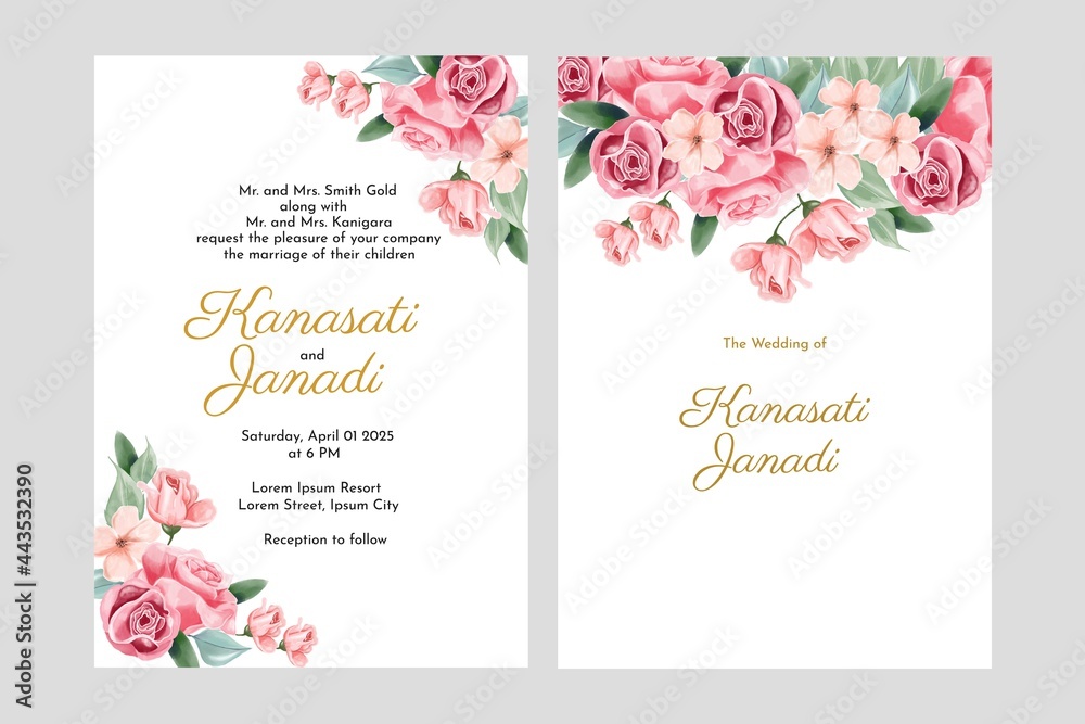 card, flyer, poster design with floral theme