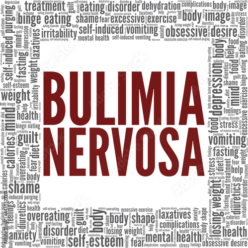 Bulimia Nervosa vector illustration word cloud isolated on a white background.