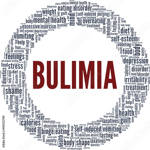 Bulimia Nervosa vector illustration word cloud isolated on a white background.