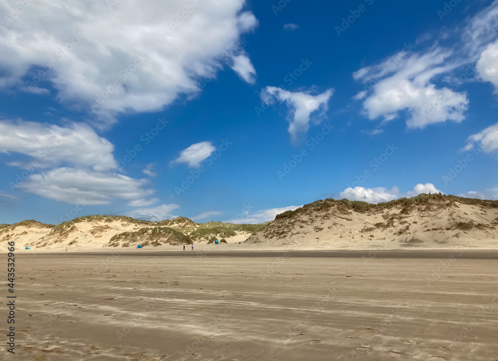 Irish Sea coast, low tide and sand bottom. 