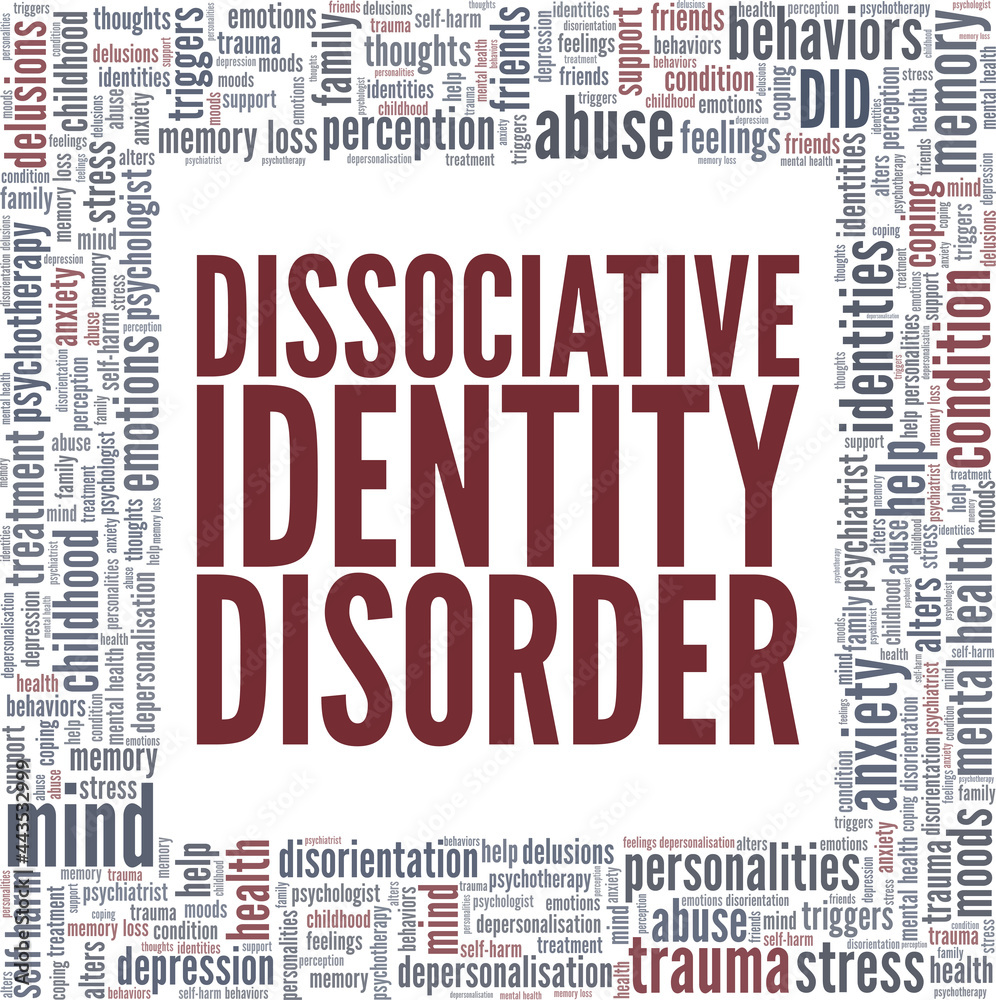 DID - Dissociative Identity Disorder vector illustration word cloud isolated on a white background.
