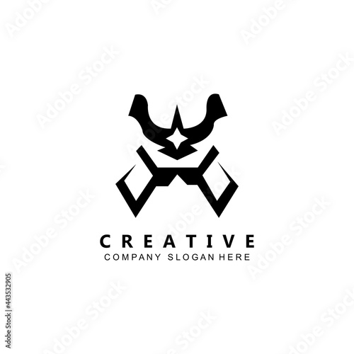 samurai fighter ninja kung fu logo template vector icon