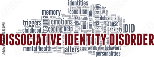 DID - Dissociative Identity Disorder vector illustration word cloud isolated on a white background.