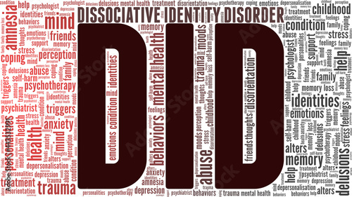 DID - Dissociative Identity Disorder vector illustration word cloud isolated on a white background.