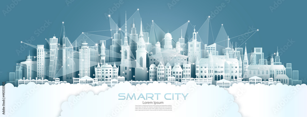 Technology wireless network communication smart city with architecture in Sweden.