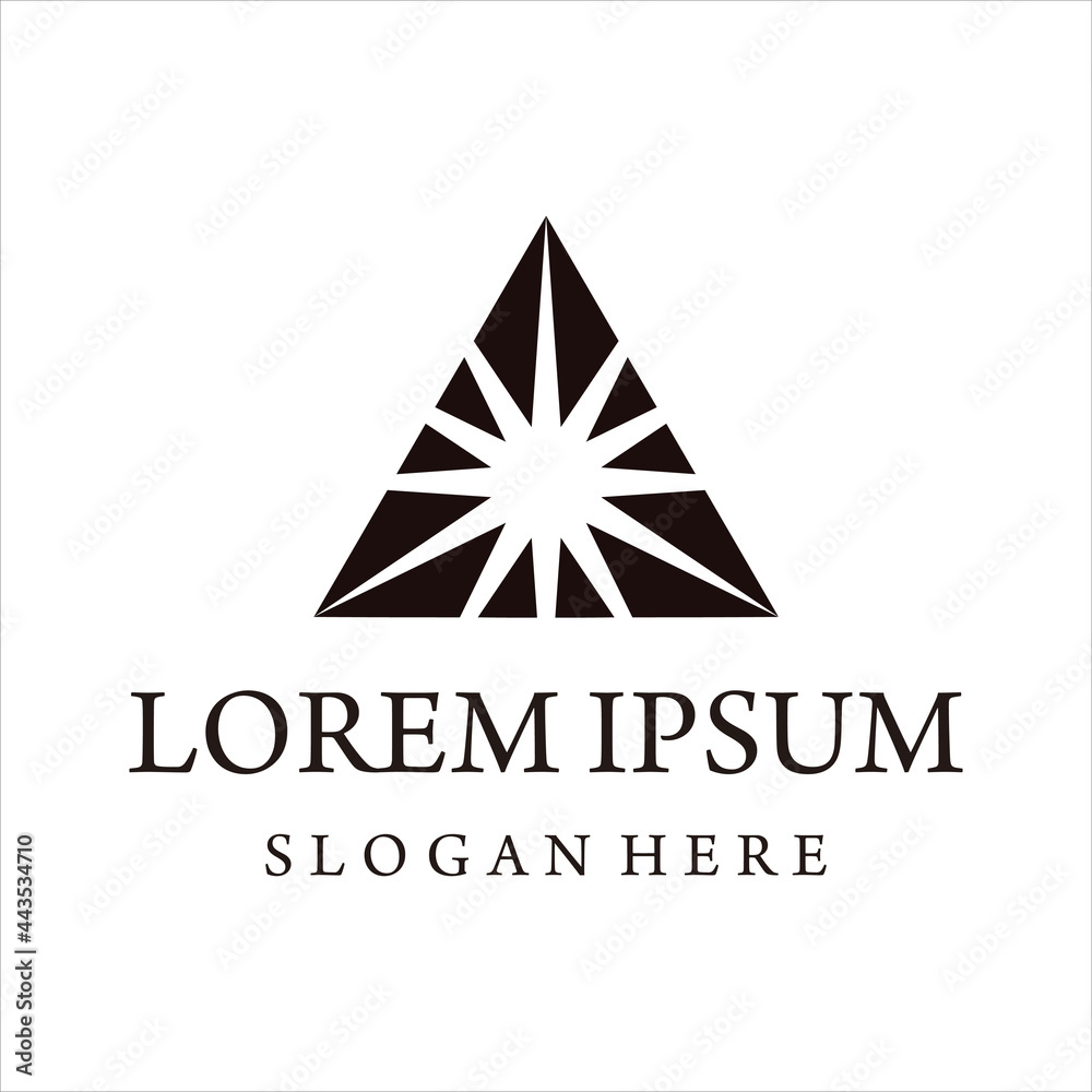 triangle with sun logo template, design vector illustration. triangle with sun logo template, design vector illustration.
