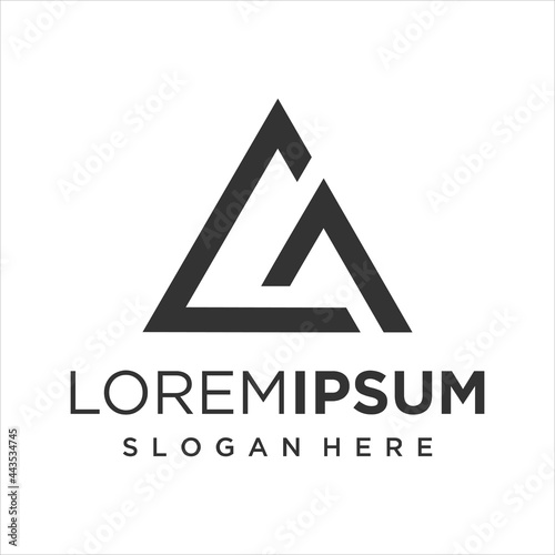 Initial monogram CA triangle shape business logo design vector.