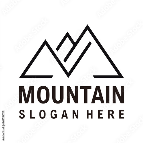 Simple Mountain adventure Logo design template, vector illustration.