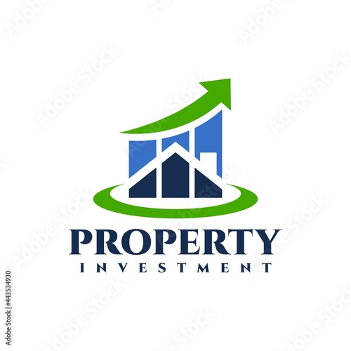 illustration of a house with a business chart. logo vector template for real estate, mortgage, property business.