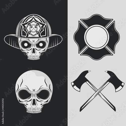set of firefighter skull