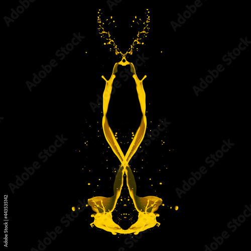 golden yellow paint splash on black background, Yellow Paint Splash Isolated.