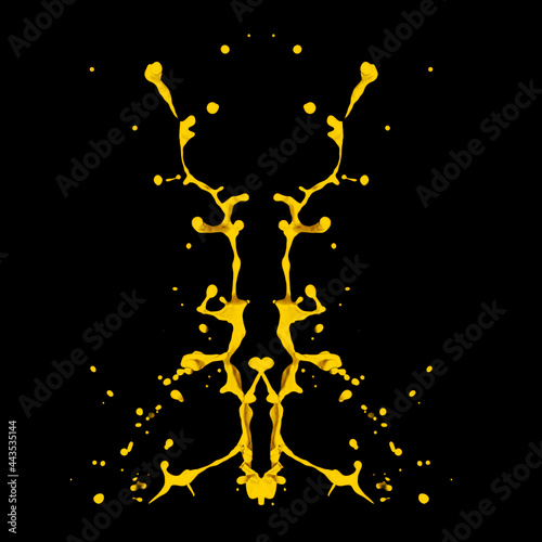 golden yellow paint splash on black background, Yellow Paint Splash Isolated.