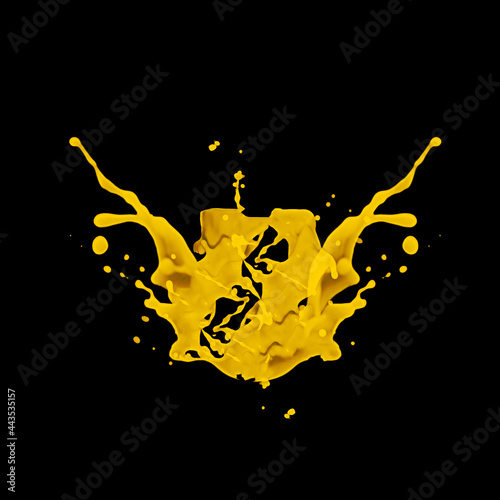 Yellow Liquid Splash on Black Background