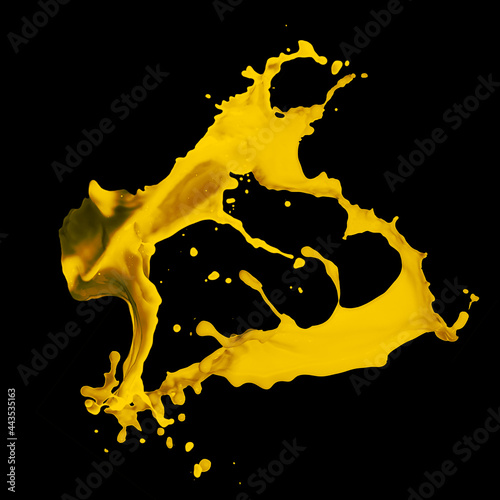 Yellow Liquid Splash on Black Background