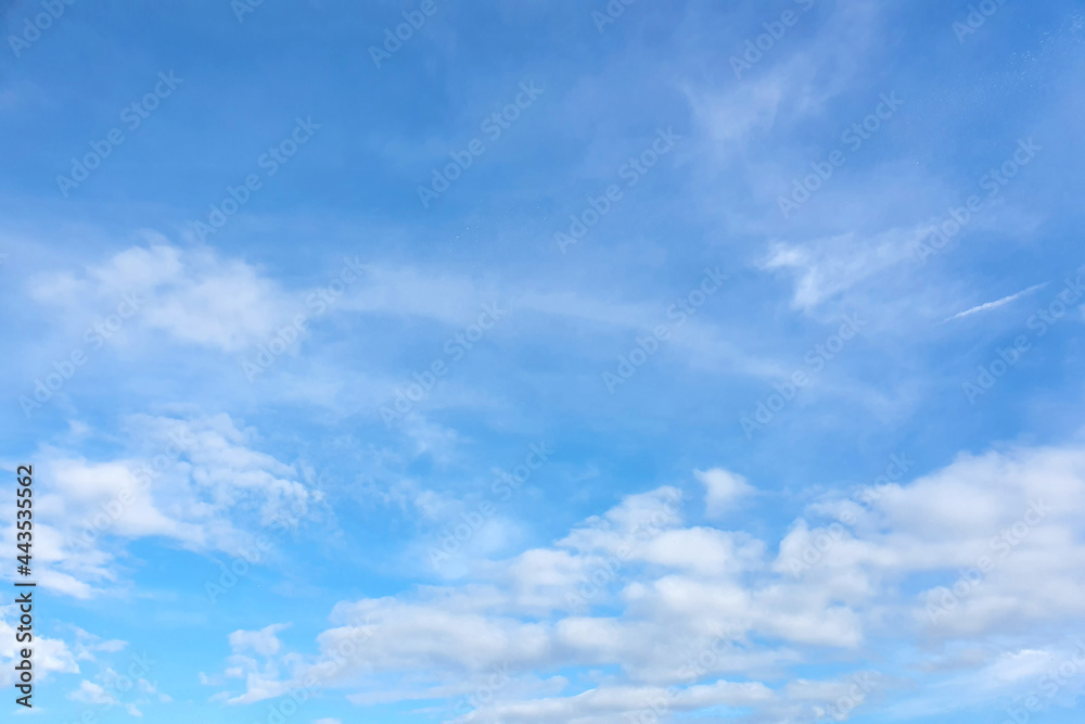 Bright Blue sky with white cloud. Beautiful sky background and wallpaper. Clear day and good weather in the morning.