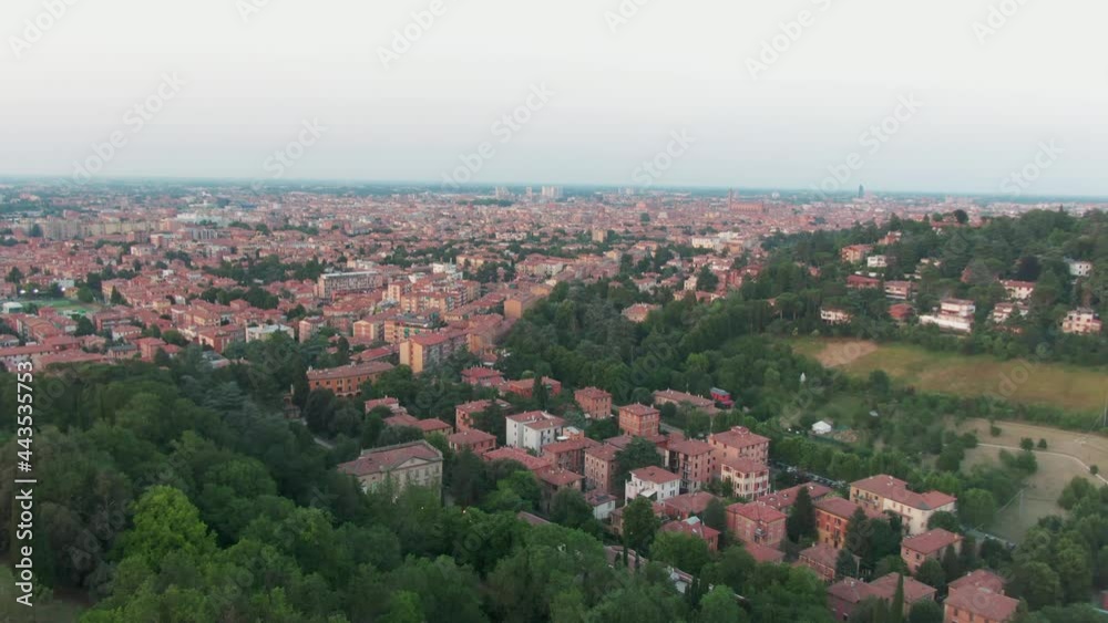 aerial drone shot of Bologna, Italy from a hill aerial drone shot of Bologna, Italy from a hill