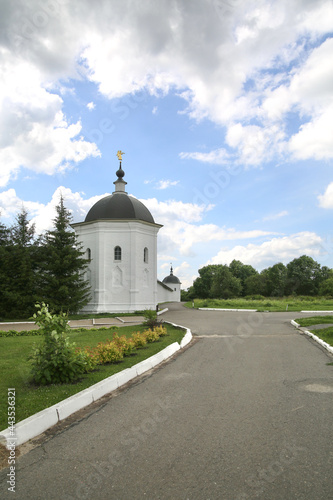Summer landscape with a monastery.