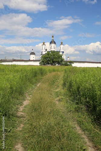 Summer landscape with a monastery.