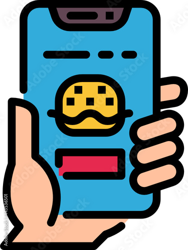 food delivery app color outline icon