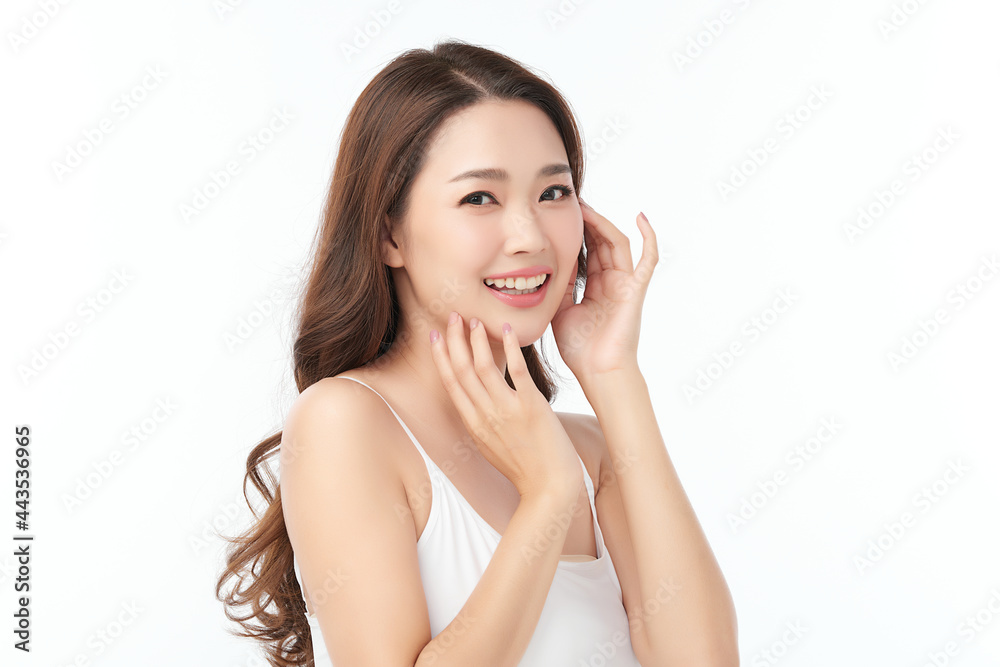 Beautiful young asian woman with clean fresh skin on white background, Face care, Facial treatment, Cosmetology, beauty and spa, Asian women portrait. Beautiful young asian woman with clean fresh skin on white background, Face care, Facial treatment, Cosmetology, beauty and spa, Asian women portrait.