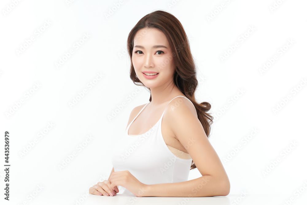 Beautiful young asian woman with clean fresh skin on white background, Face care, Facial treatment, Cosmetology, beauty and spa, Asian women portrait. Beautiful young asian woman with clean fresh skin on white background, Face care, Facial treatment, Cosmetology, beauty and spa, Asian women portrait.