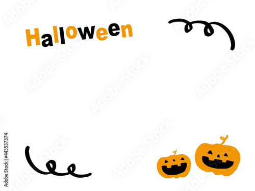 かわいいハロウィンのかぼちゃおばけフレーム10月／手書きイラスト
