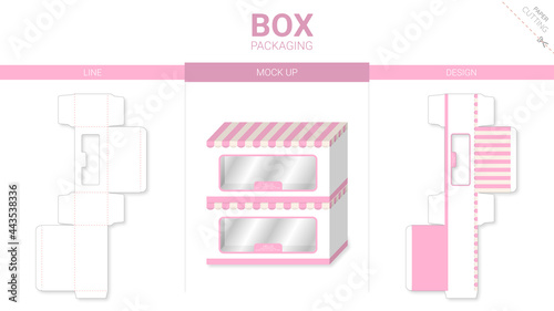 Box packaging and mockup die cut template