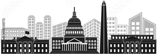 Washington DC cityscape landmark vector illustrations silhouette