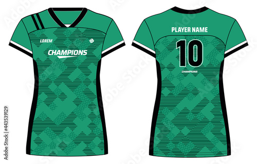 Women Sports Jersey t-shirt design with halftone geometric pattern concept Illustration suitable for girls and Ladies for Volleyball jersey, Football, Soccer and netball, Sport uniform kit for sports