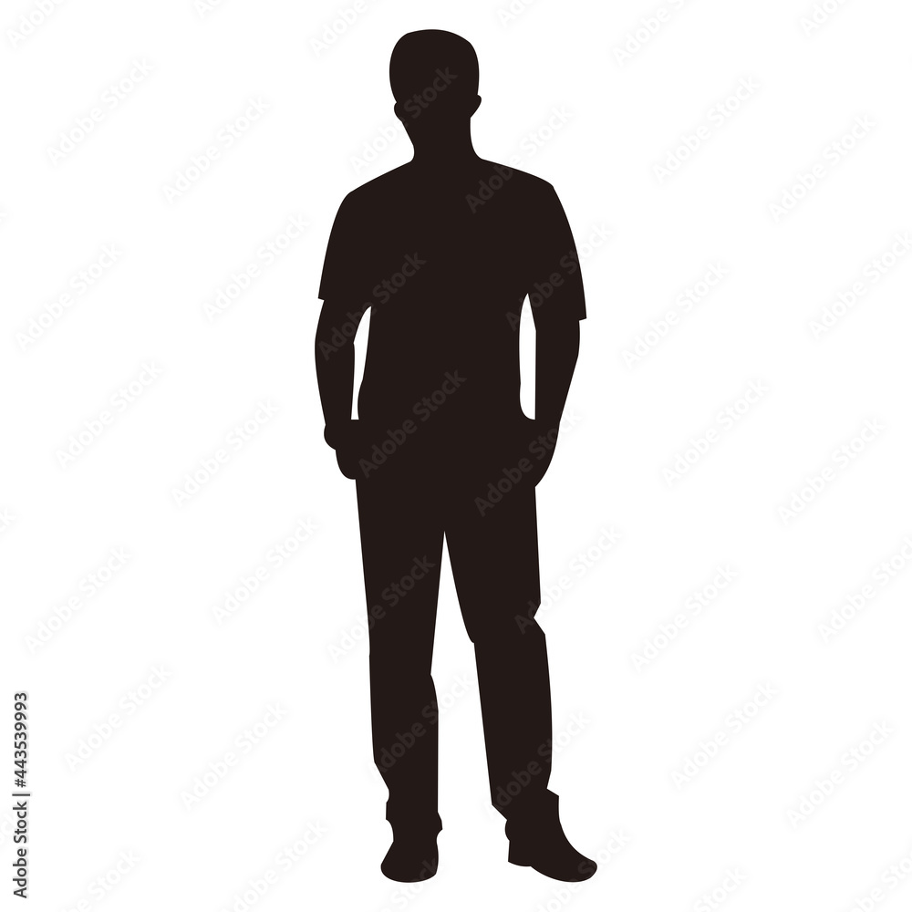 Standing businessman silhouette vector icon illustration
