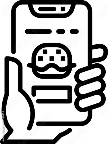 food delivery app outline icon