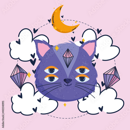 magical cat quartz moon