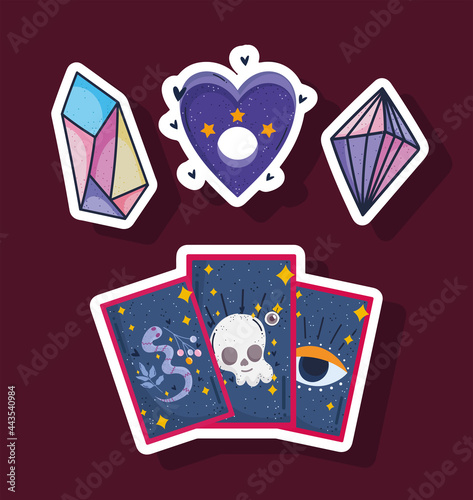 set of magic tarot quartz