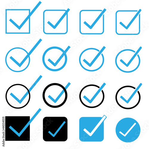 blue tick checkbox on white background. tick sign. check mark symbol. flat style.