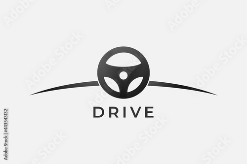 Vector car logo design. combination Steering wheel symbol or icon. Unique rudder logotype design template
