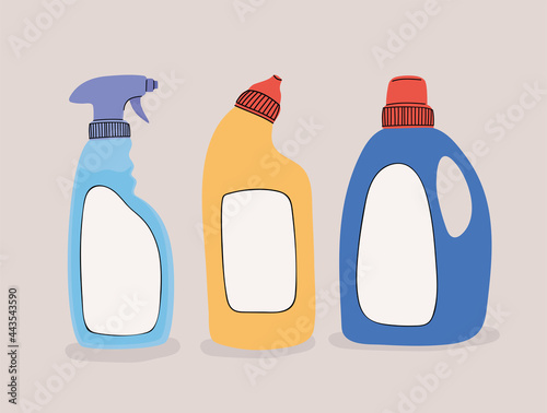 three disinfectant bottles