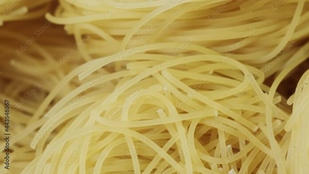 Closeup Italian raw pasta, Slow rotation