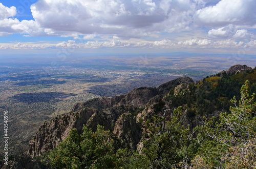 view of granite peaks and albuquerque from the top of the sandia peak tramway, albuquerque, new mexico